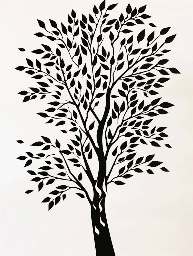 Poplar Tree Simple Geometric Nature Stencil 4