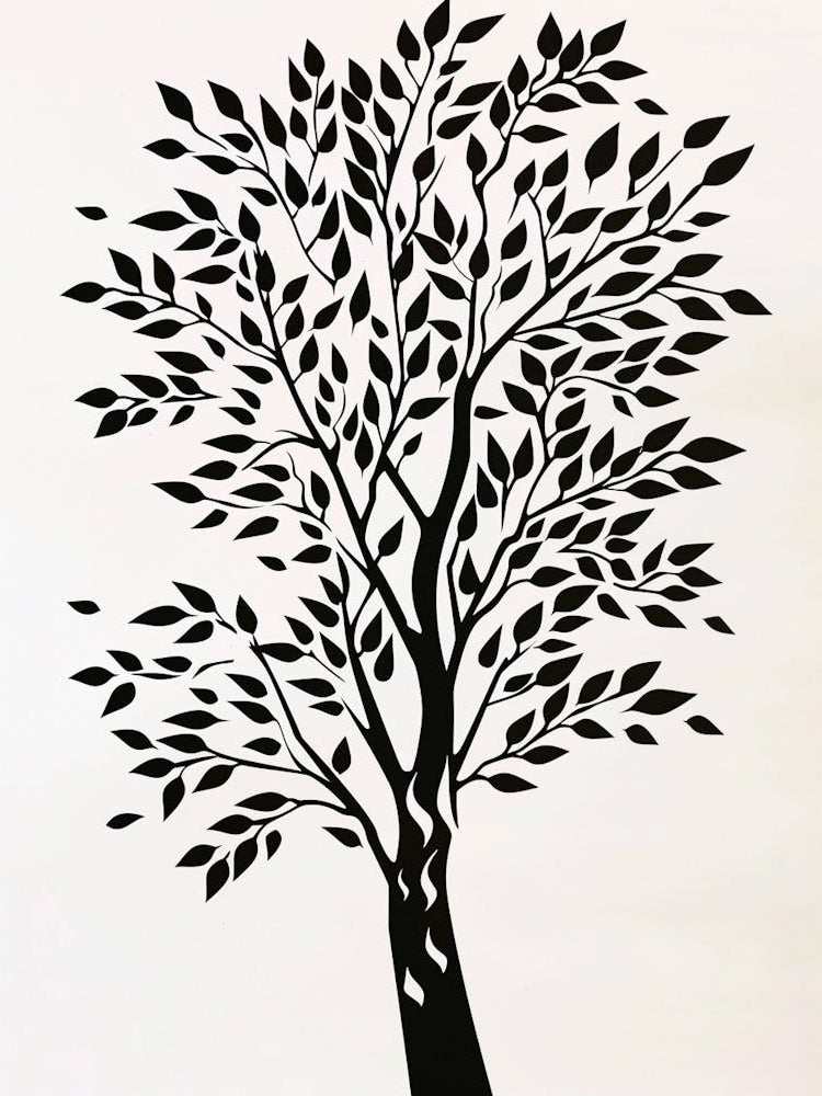Poplar Tree Simple Geometric Nature Stencil 4