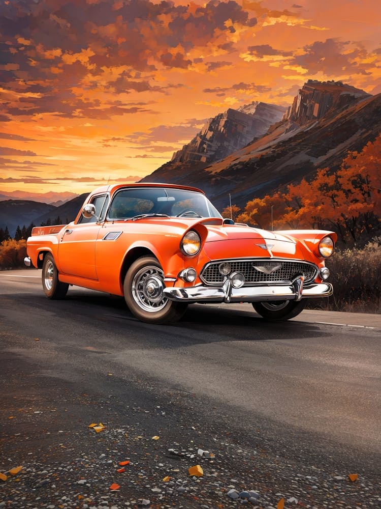 Ford Thunderbird At Sunset