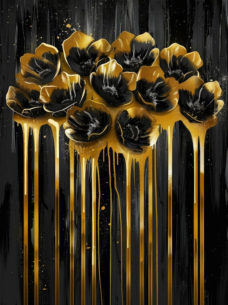 Black And Gold Flowers 8