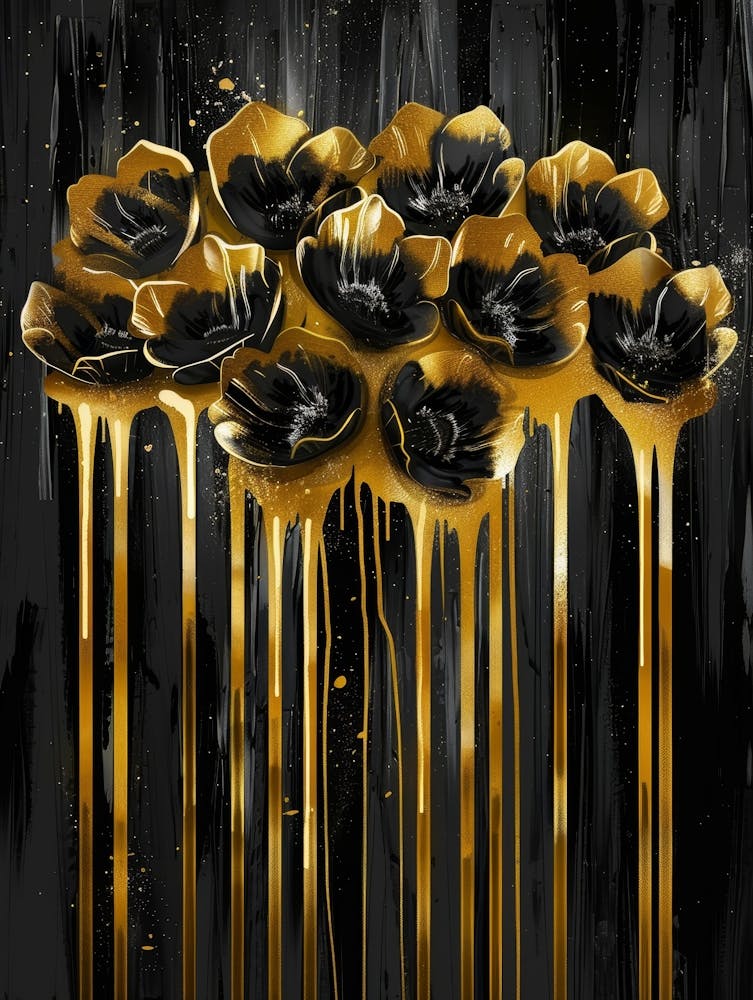 Black And Gold Flowers 8