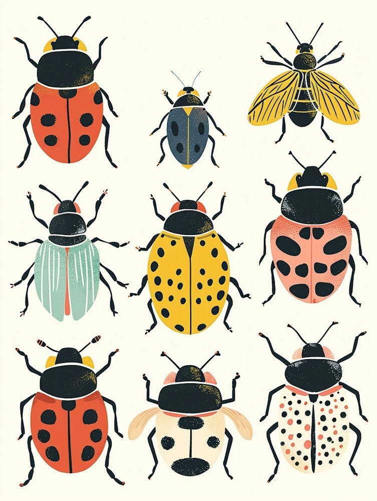 Bunte Insektenillustration Marienkäfer 14