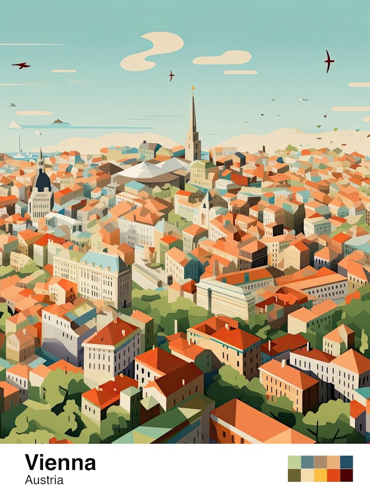 Vienna, Austria, Geometric Illustration 2 Poster