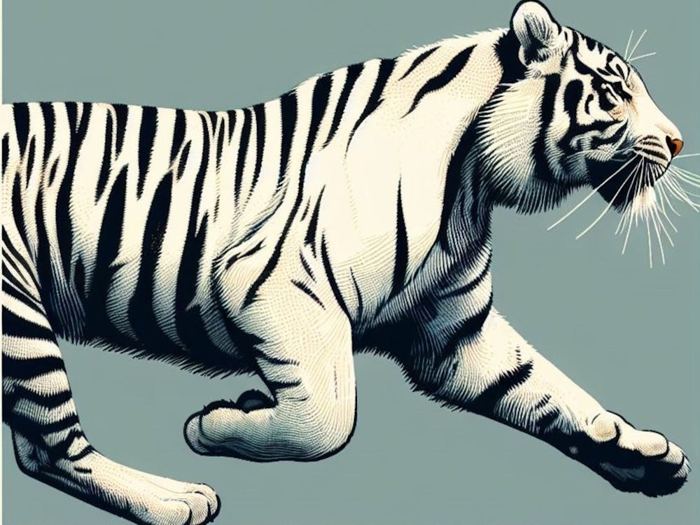 Running tiger wall art poster