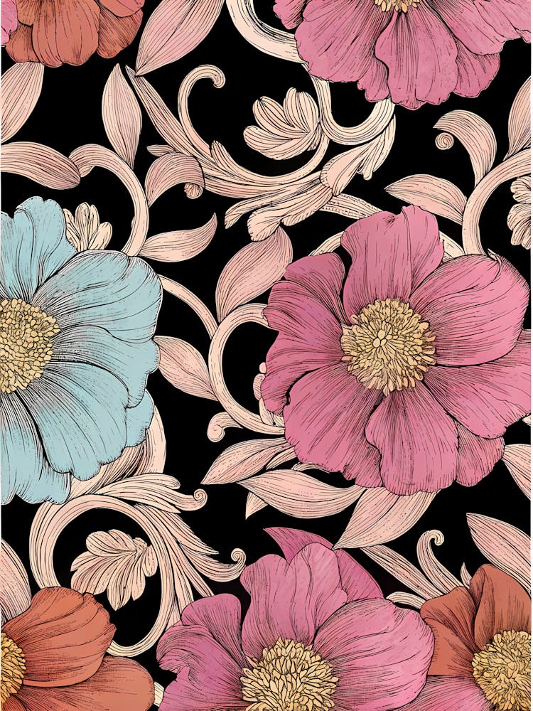 Flowers On A Black Background 24