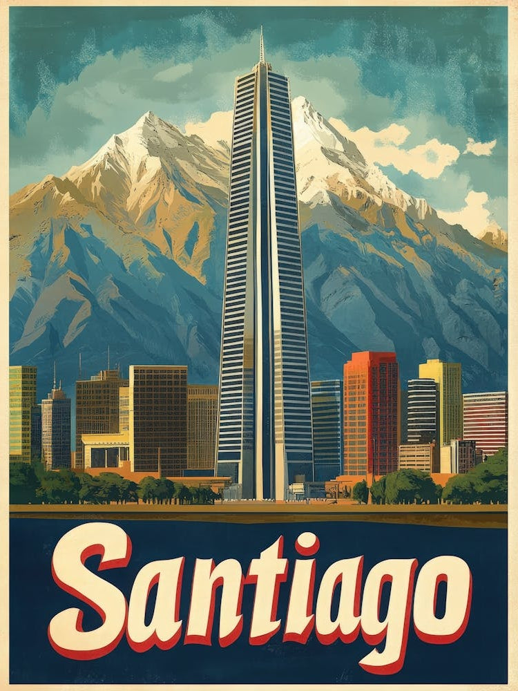 Aihrgdesign A Vintage Travel Poster Of Santiago
