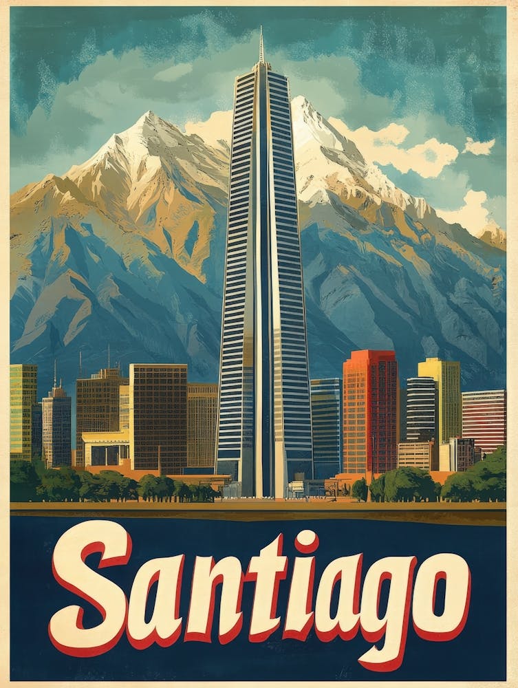 Aihrgdesign A Vintage Travel Poster Of Santiago