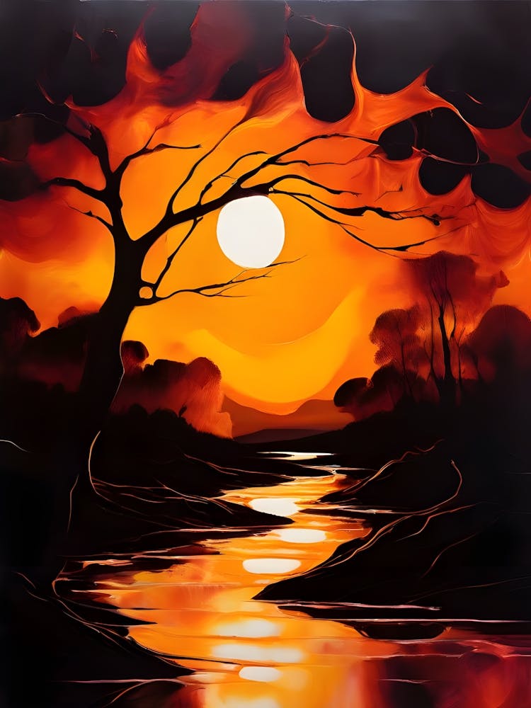 Sonnenuntergang über dem Fluss 4