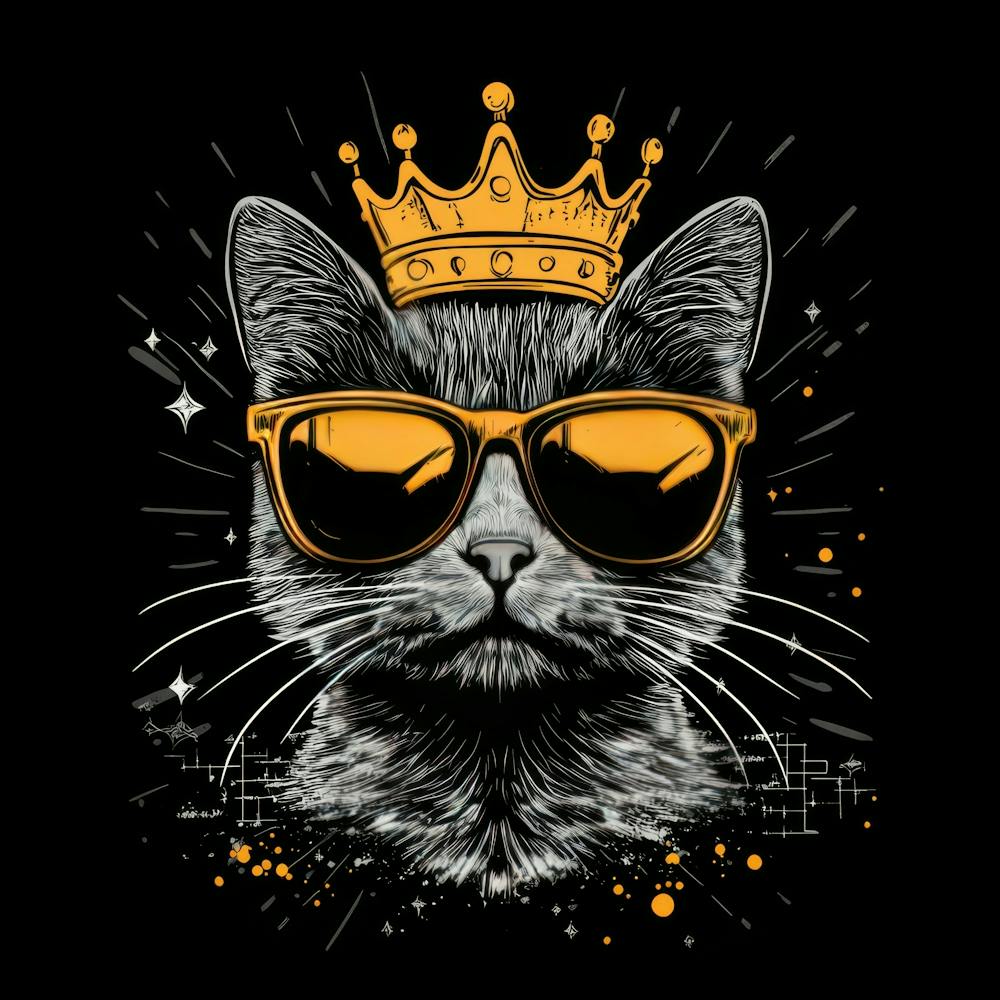 Generated AI. WallFeaturing A Gray Cat With Golden