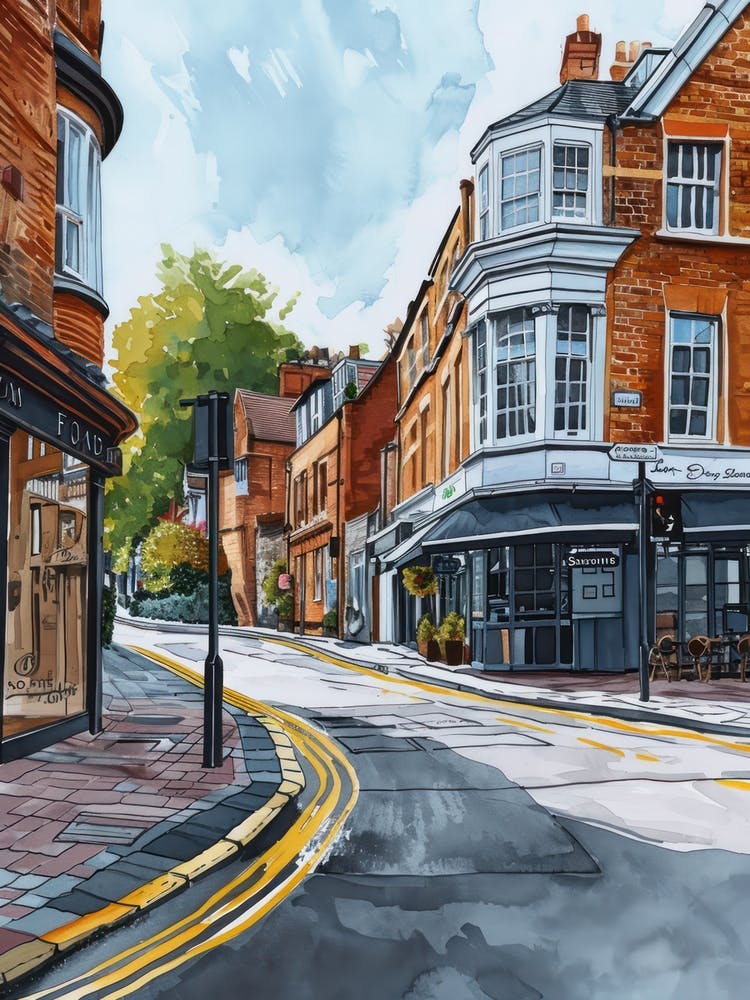 Richmond Upon Thames London Borough   Street Watercolour 4