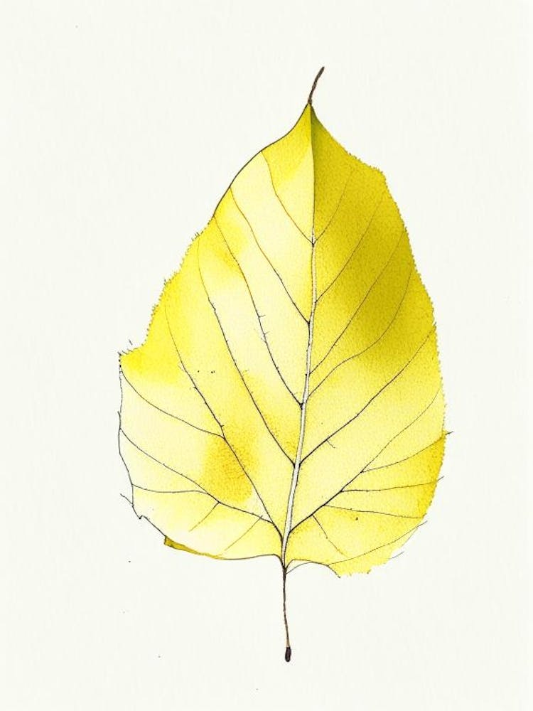 Yellow Birch Leaf Minimalist Watercolour 3