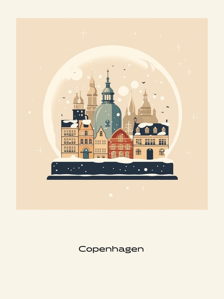 Copenhagen Denmark 2 Snowglobe Poster