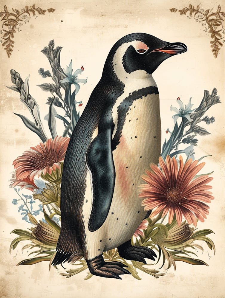 Adlie Penguin Phillip Island The Penguin Parade Vintage Botanical Painting 3