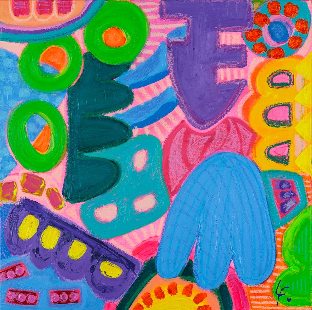 Seafood Basket Abstract Painting