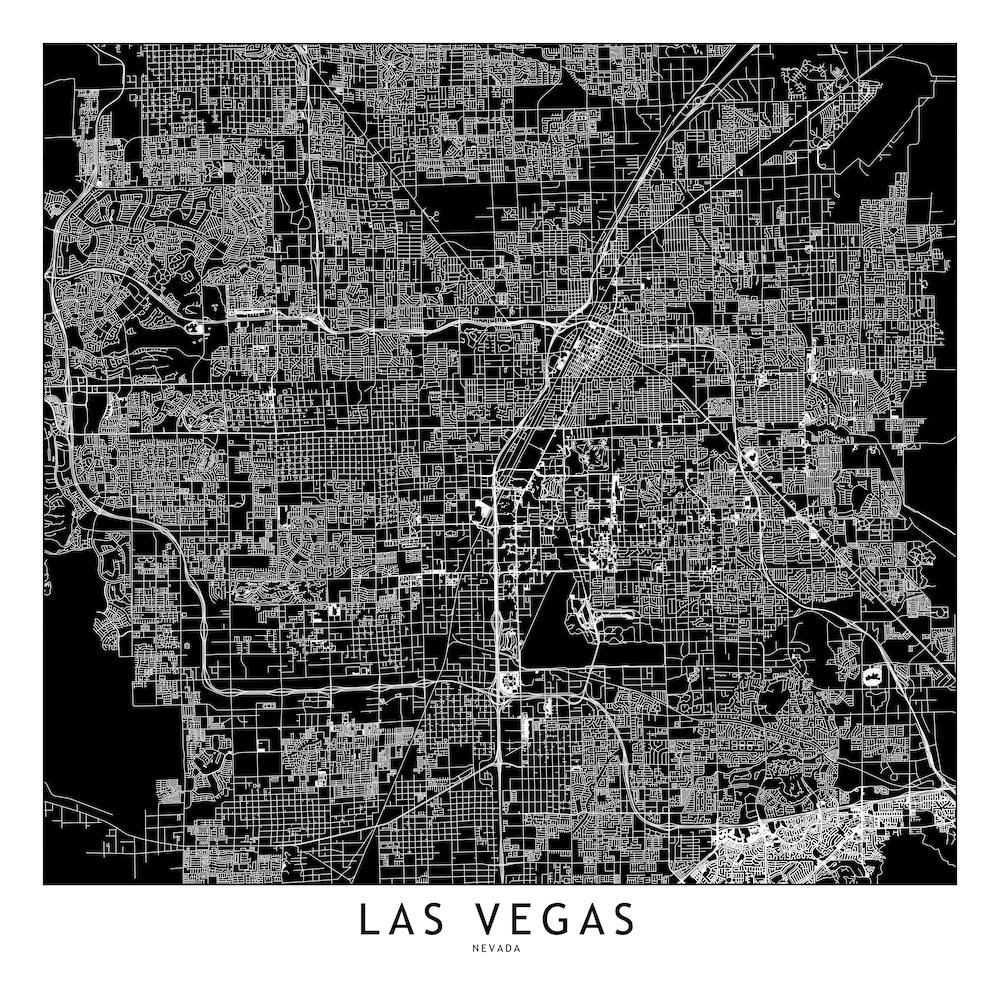 Las Vegas Black And White Map Square