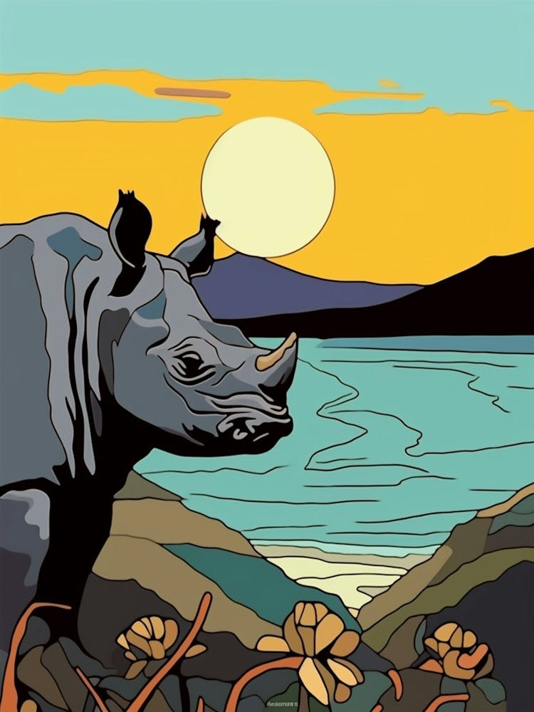 Simple Line Rhino Illustration 1