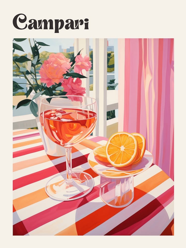 Campari 2 Retro Cocktail Poster