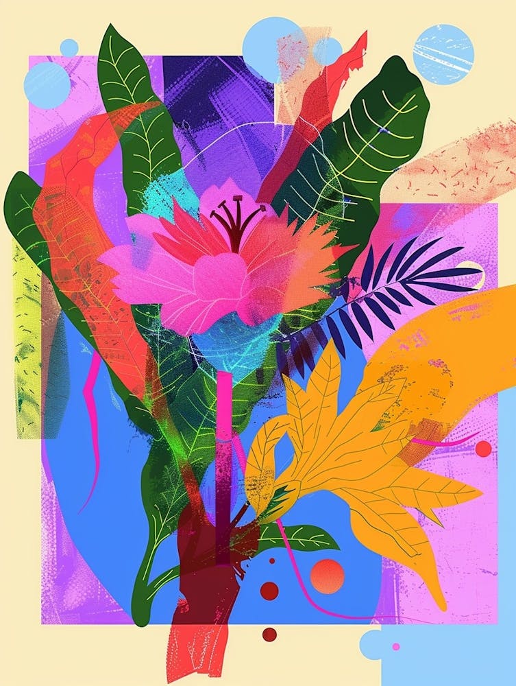 Celosia 2 Neon Flower Collage