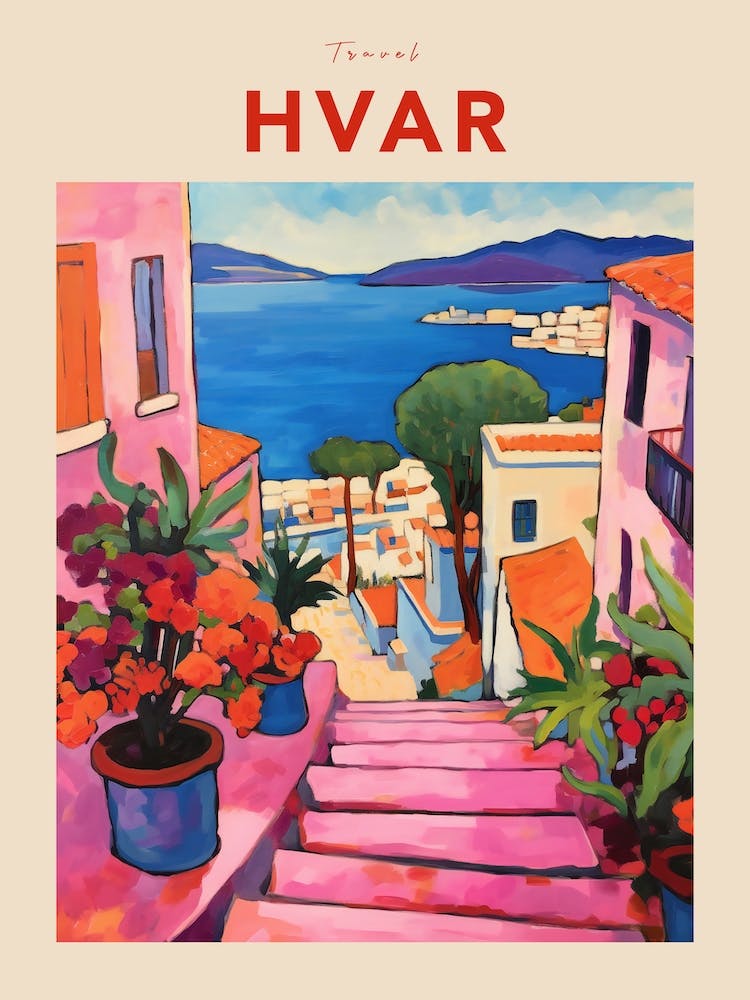 Hvar Croatia 4 Fauvist Travel Poster
