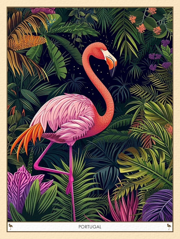 Greater Flamingo Portugal Tropical Illustration 5 Poster