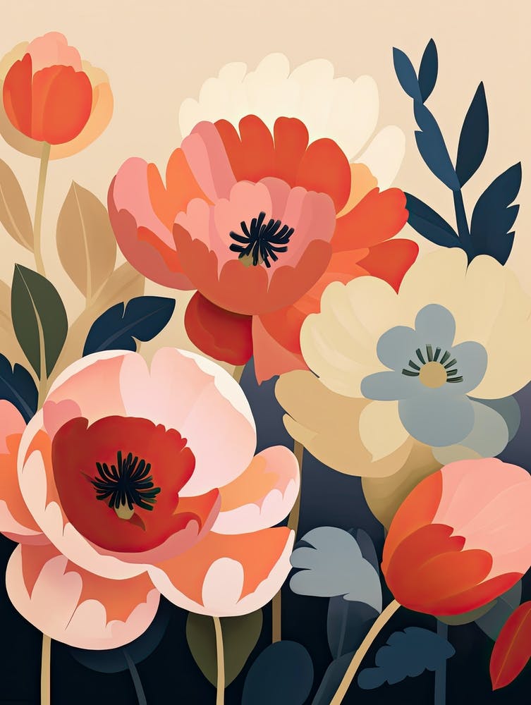 Wildflower and Peony Still Life
