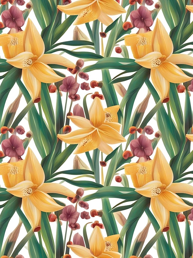 Seamless Pattern With Yellow Flowers
