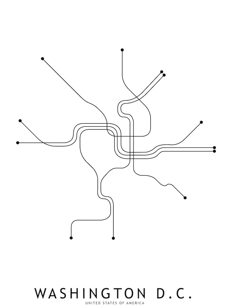 Washinton Dc Subway White Map