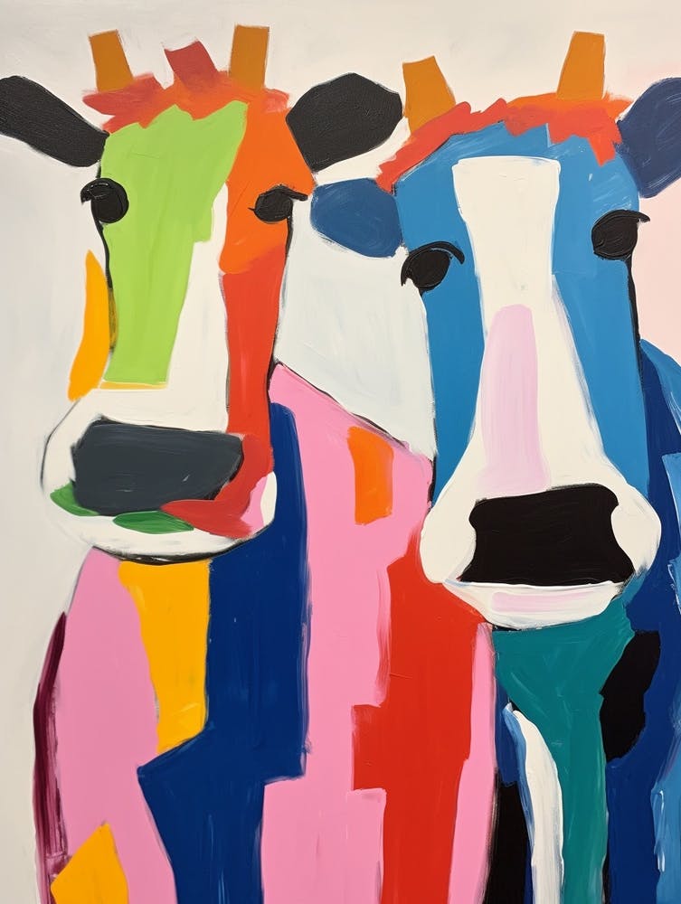 Colourful Kids Animal Art Cow 3