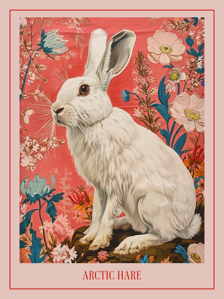 Blumen-Tiermalerei Polarhase 2 Poster