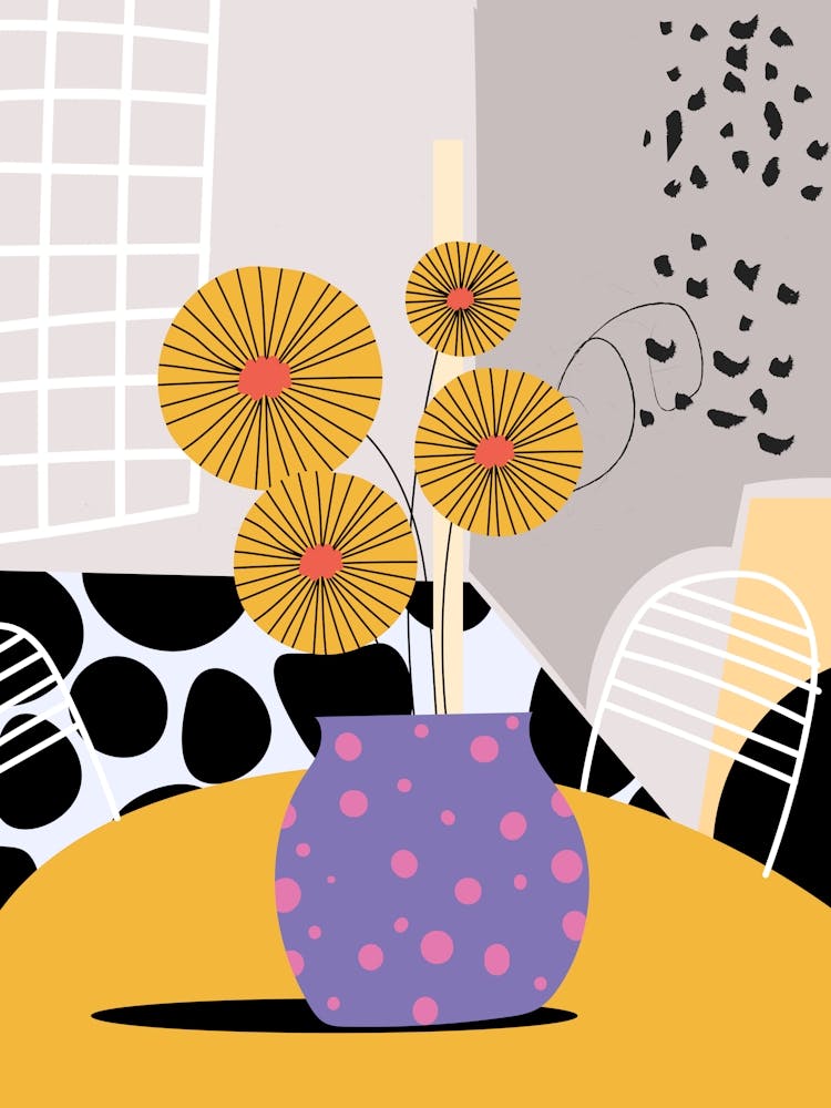 Yellow Flowers In A Vase Modern