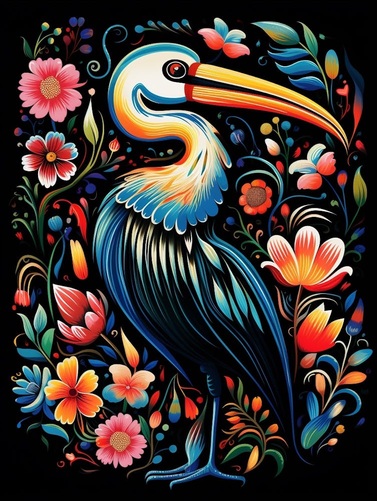 Folk Bird Illustration Pelican 2