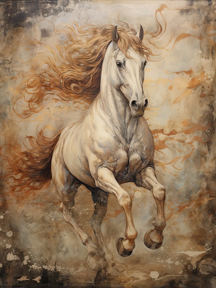 A Horse Painting In The Style Of Fresco Painting 4