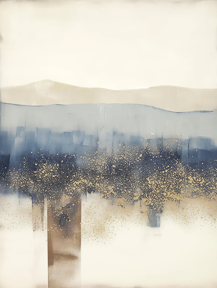 Abstrakte Acrylmalerei Naturtöne Theo, beige Horizont, Moderne blaue Kunst