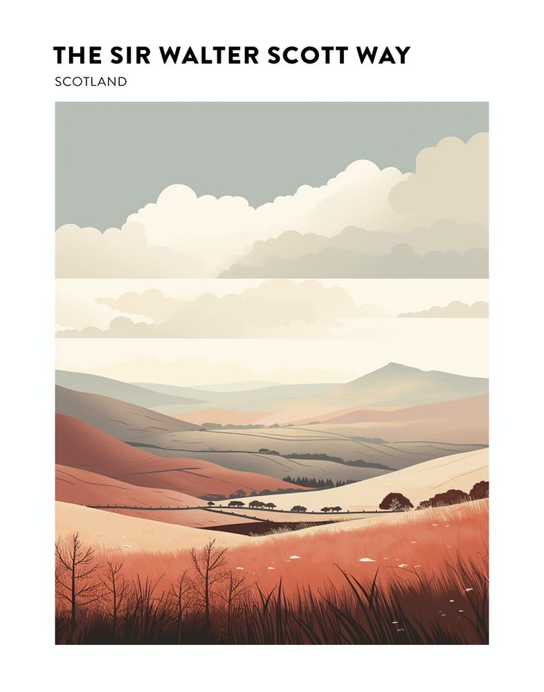 The Sir Walter Scott Way Scotland 3 Hiking Trail Landscape Poster