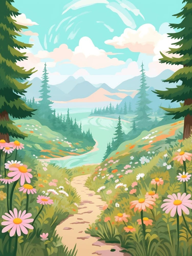 Pacific Northwest Trail Usa 2 Hike Illustration