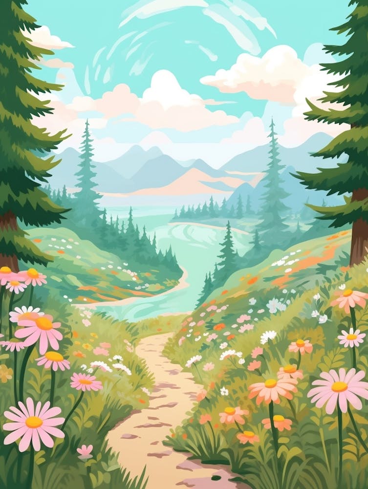 Pacific Northwest Trail Usa 2 Hike Illustration
