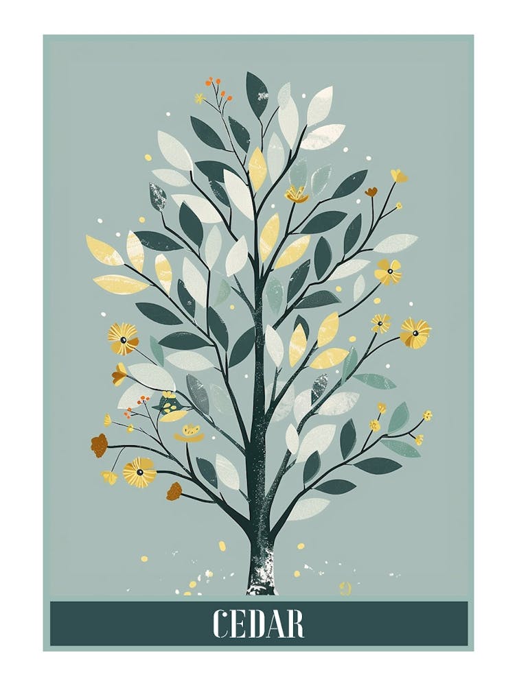 Cedar Tree Flat Illustration 1 Poster