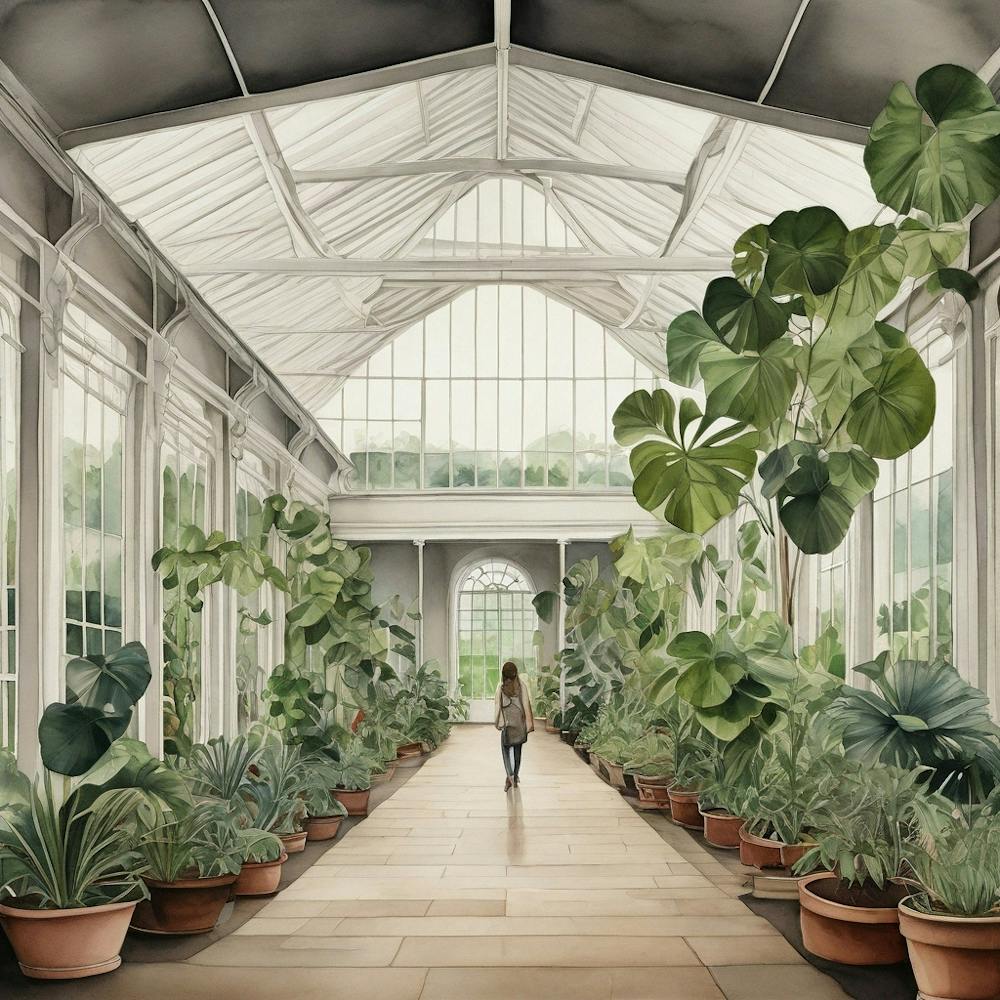 A Solitary Walk At Kew Gardens Plant House Interior Art 1