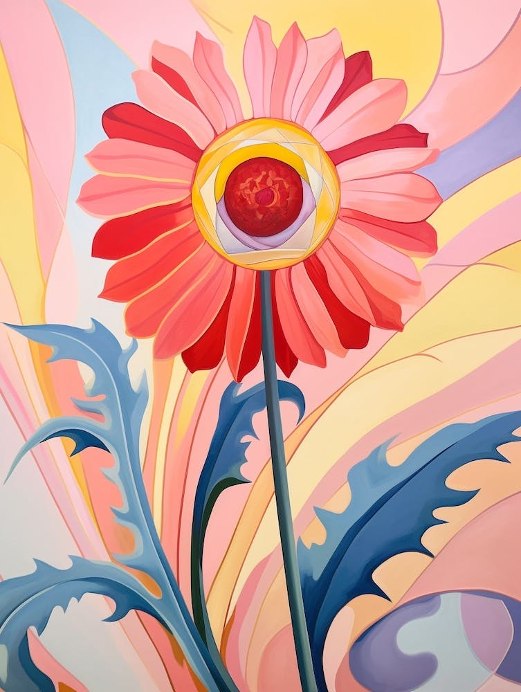 Gaillardia 3 Hilma Af Klint Inspired Pastel Flower Painting