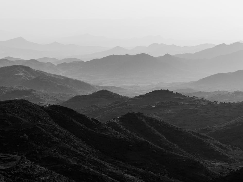 African Mountains In Black And White