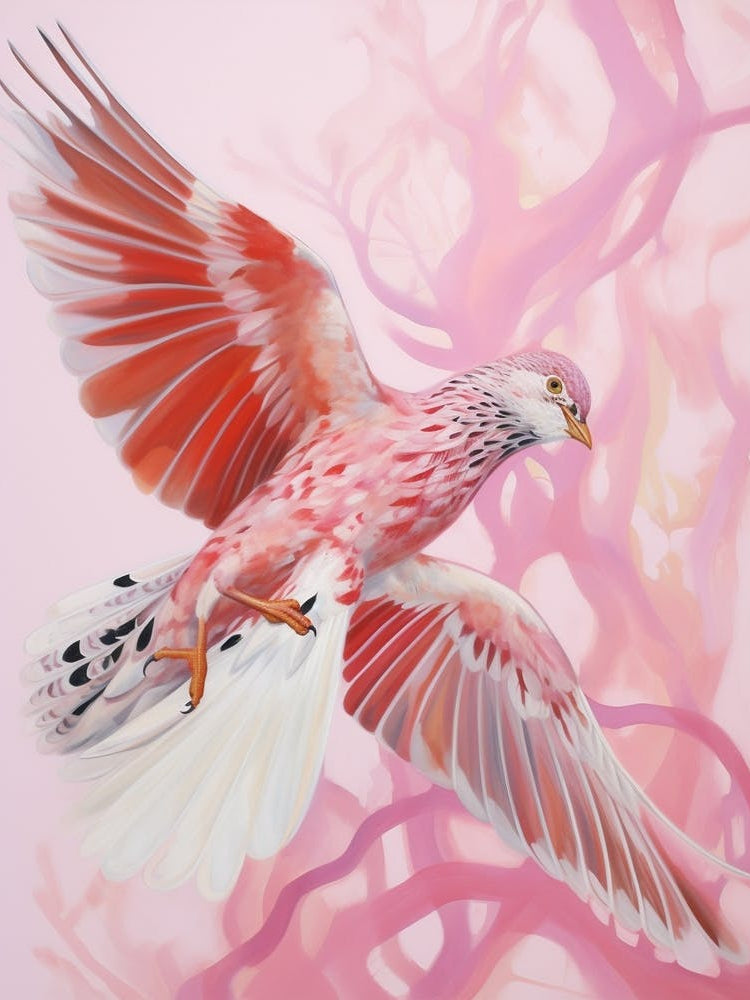 Pink Ethereal Bird Painting Pheasant 2