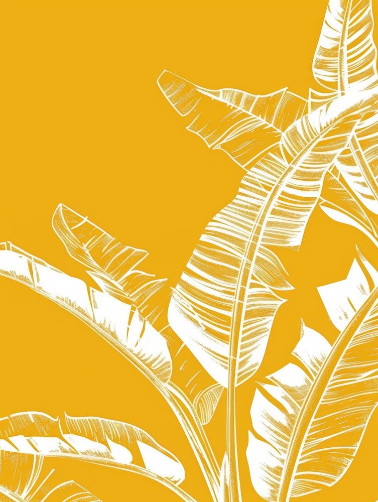 Banana Leaves On Yellow Background 1