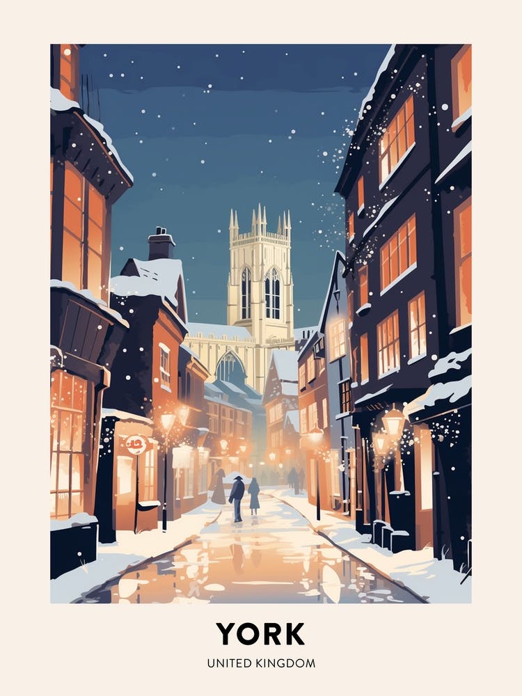 Winter Night  Travel Poster York United Kingdom 3