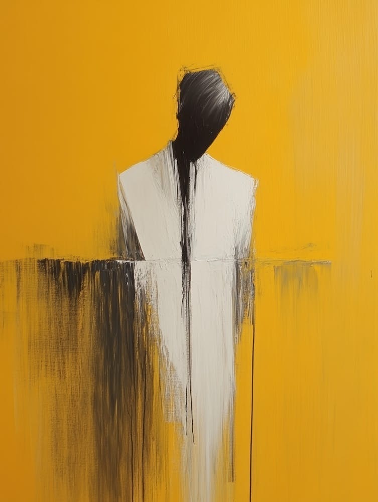 Abstract Painting, Acrylic On Canvas, Yellow Color 1