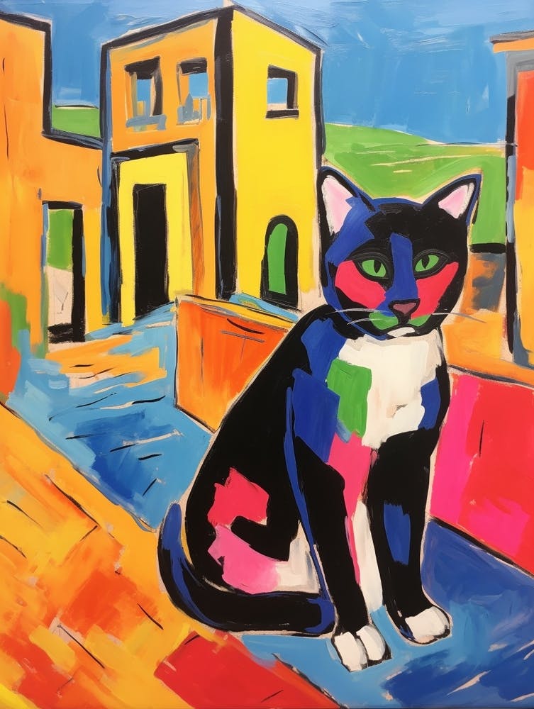Painting Of A Cat In Pompeii Italy