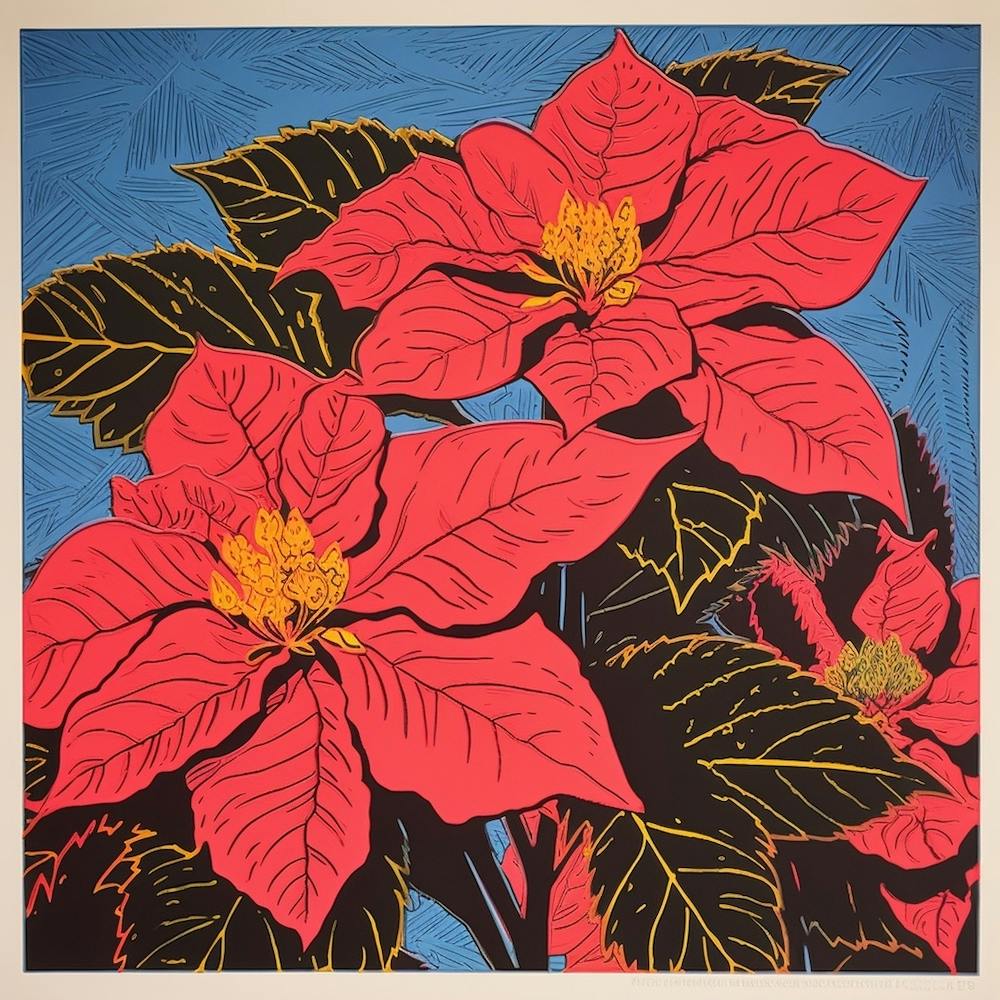 Poinsettia 2 Pop Art Illustration Square