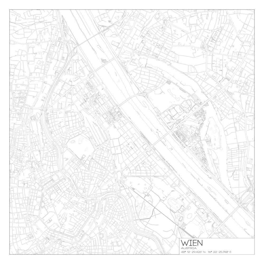 Wien Austria city map black on white blueprint design
