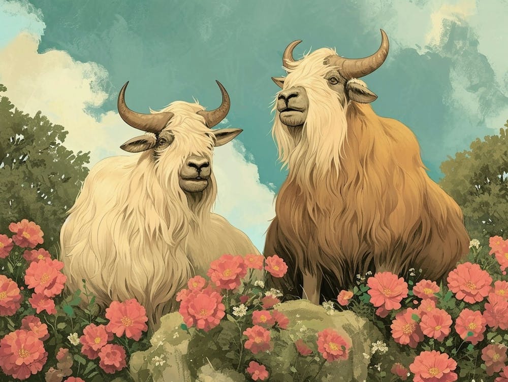 Floral Animal Illustration Yak 3