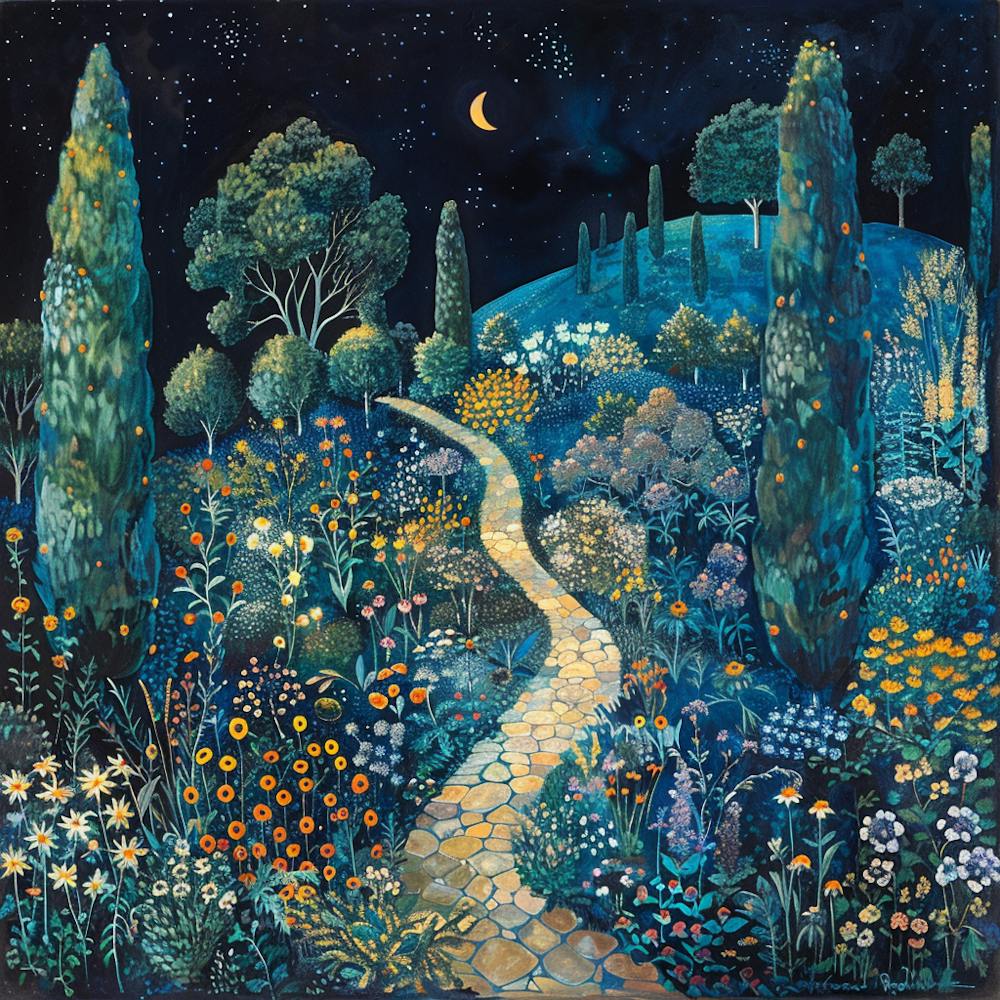 William Morris Inspired Paved Spring Garden