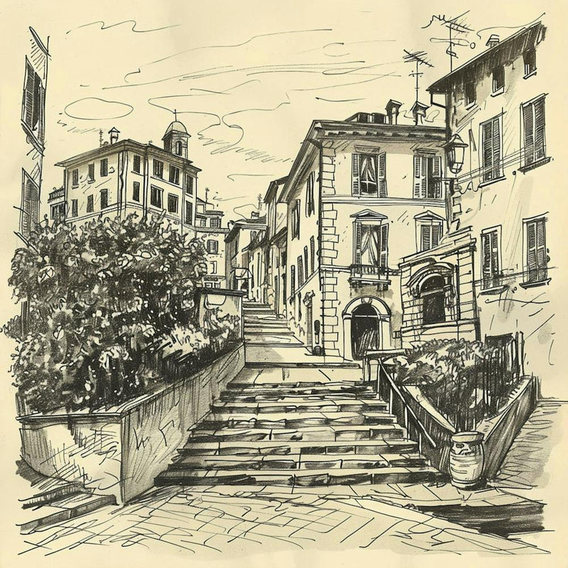Sketch Of A Street In Italy